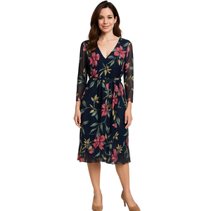 KATE and LILY Faux Wrap Floral V-Neck Dress Sz 4